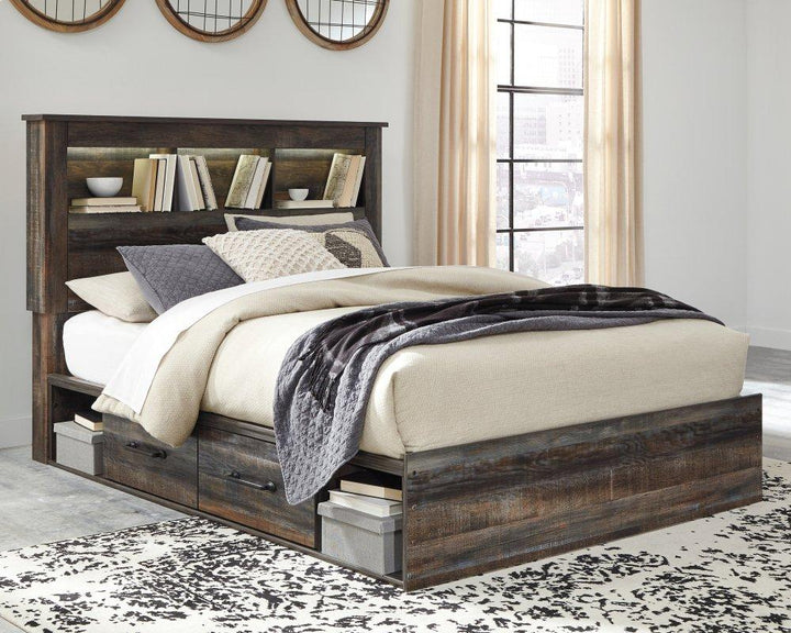 ASHLEY FURNITURE B211B17 Drystan Queen Bookcase Bed With 2 Storage Drawers