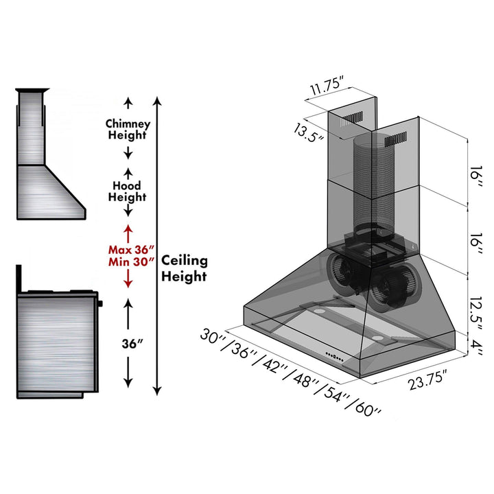 ZLINE KITCHEN AND BATH 66730 ZLINE Professional Ducted Wall Mount Range Hood in Stainless Steel Size: 30 Inch