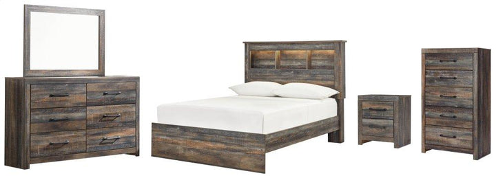 ASHLEY FURNITURE PKG007527 Full Bookcase Bed With Mirrored Dresser, Chest and Nightstand
