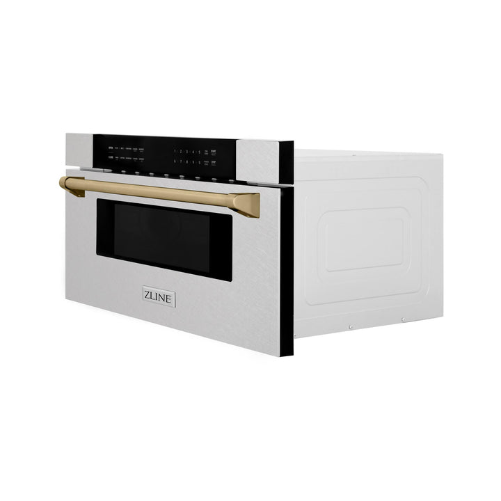 ZLINE KITCHEN AND BATH MWDZ30SSCB ZLINE Autograph Edition 30" 1.2 cu. ft. Built-In Microwave Drawer in Fingerprint Resistant Stainless Steel with Accents Color: Champagne Bronze