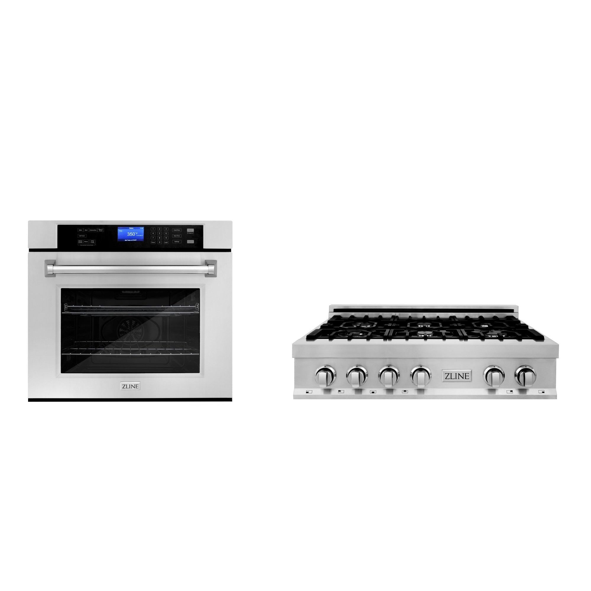 ZLINE KITCHEN AND BATH 2KPRTAWS36 ZLINE Kitchen Package with 36" Stainless Steel Rangetop and 30" Single Wall Oven
