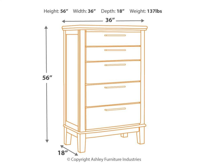 ASHLEY FURNITURE PKG005937 California King Upholstered Panel Bed With Mirrored Dresser and Chest