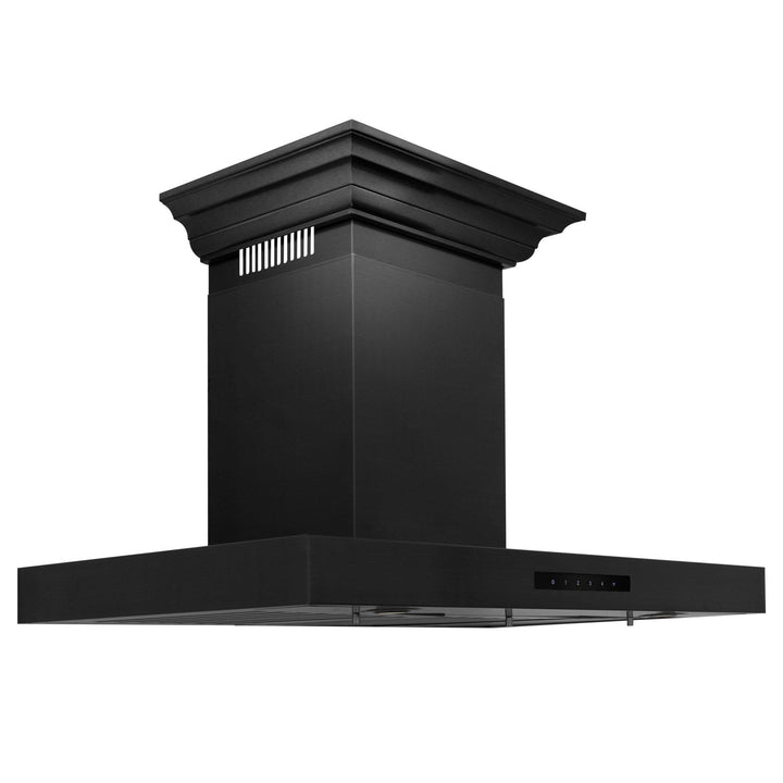 ZLINE KITCHEN AND BATH BSKENCRN24 ZLINE Convertible Vent Wall Mount Range Hood in Black Stainless Steel with Crown Molding Size: 24 Inch