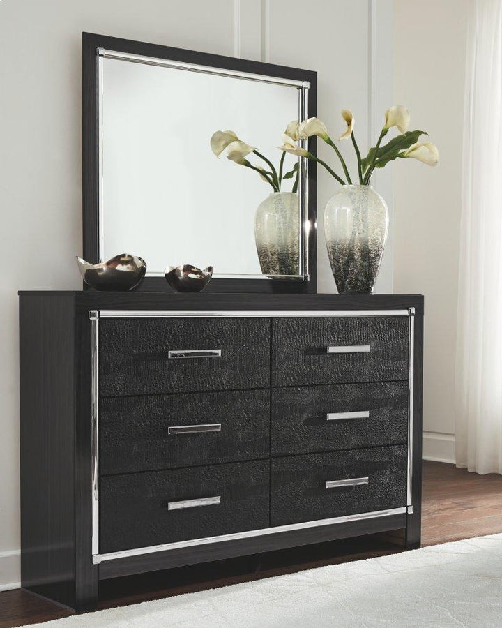 ASHLEY FURNITURE PKG008330 King Panel Bed With Storage With Mirrored Dresser, Chest and 2 Nightstands