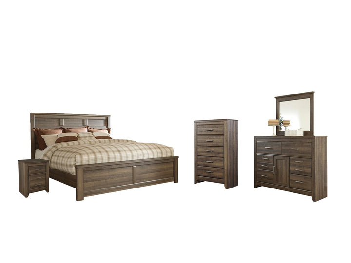 ASHLEY FURNITURE PKG004085 Queen Panel Bed With Mirrored Dresser, Chest and Nightstand