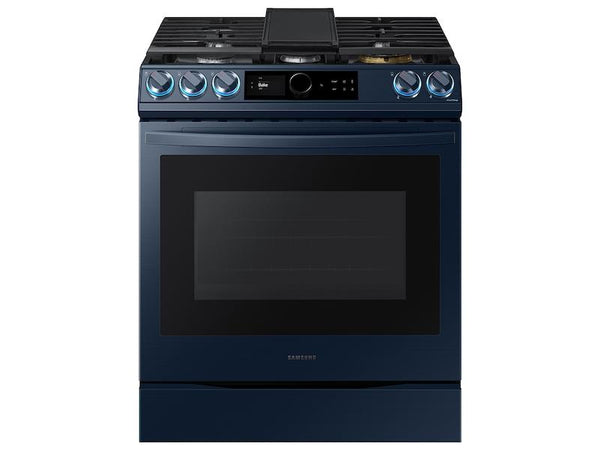 SAMSUNG NX60A8711QN Bespoke Smart Slide-in Gas Range 6.0 cu. ft. with Smart Dial, Air Fry & Wi-Fi in Navy Steel