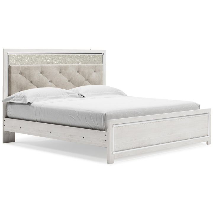 ASHLEY FURNITURE PKG009429 King Panel Bed With Mirrored Dresser, Chest and 2 Nightstands