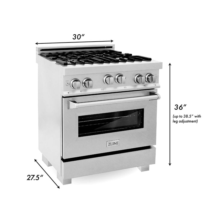 ZLINE KITCHEN AND BATH RGSRM30 ZLINE 30" 4.0 cu. ft. Range with Gas Stove and Gas Oven in DuraSnow R Stainless Steel with Color Door Options Color: Red Matte