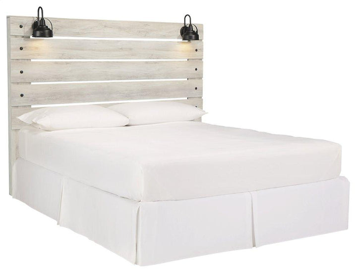 ASHLEY FURNITURE PKG002970 King Panel Headboard With Mirrored Dresser, Chest and Nightstand