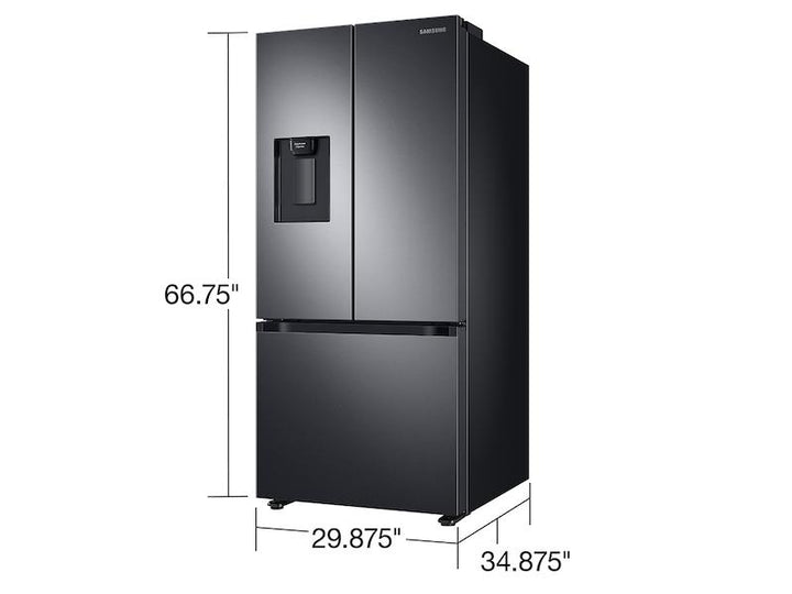 SAMSUNG RF22A4221SG 22 cu. ft. Smart 3-Door French Door Refrigerator with External Water Dispenser in Fingerprint Resistant Black Stainless Steel