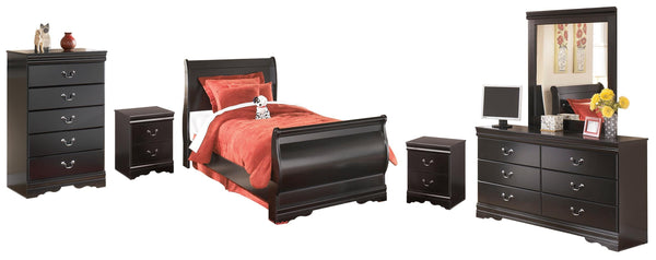 ASHLEY FURNITURE PKG002546 Twin Sleigh Bed With Mirrored Dresser, Chest and 2 Nightstands