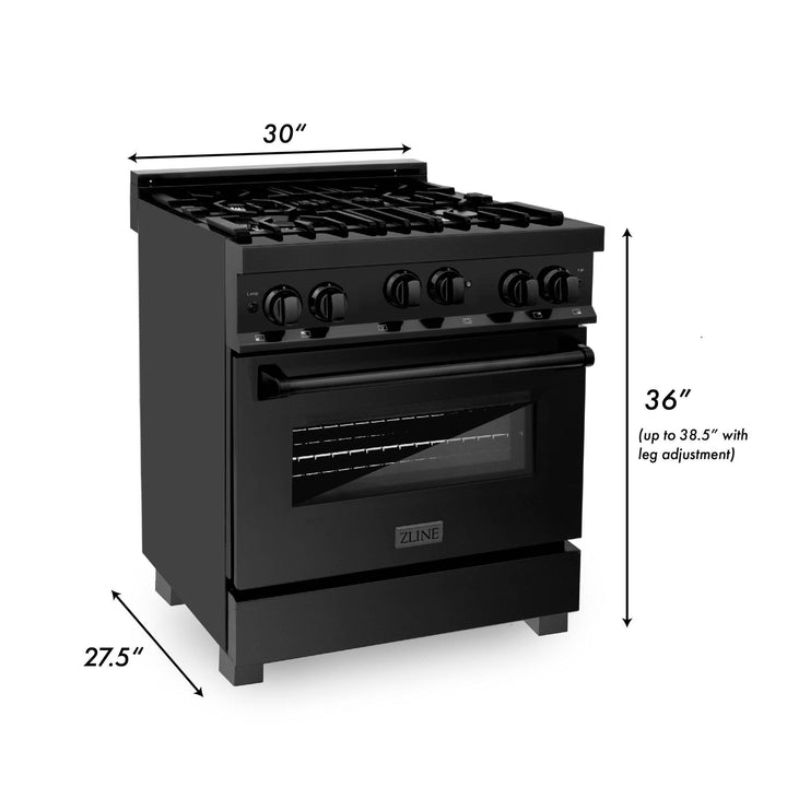 ZLINE KITCHEN AND BATH RGB24 ZLINE 24" 2.8 cu. ft. Range with Gas Stove and Gas Oven in Black Stainless Steel