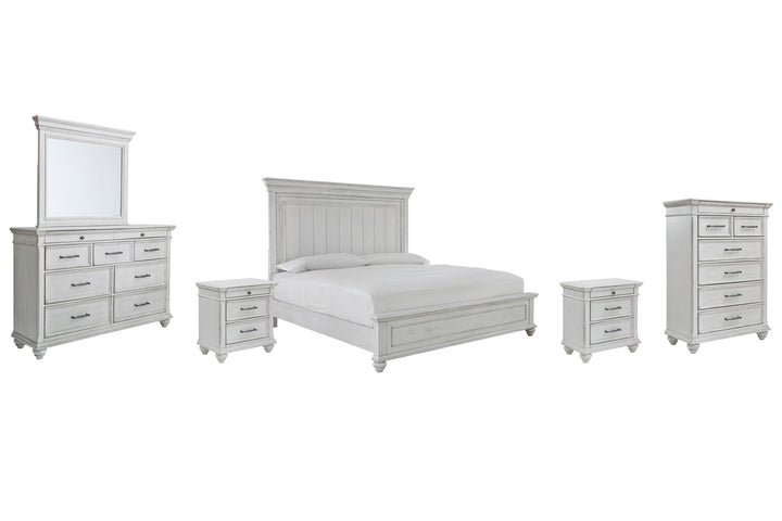 ASHLEY FURNITURE PKG007947 King Panel Bed With Mirrored Dresser, Chest and 2 Nightstands