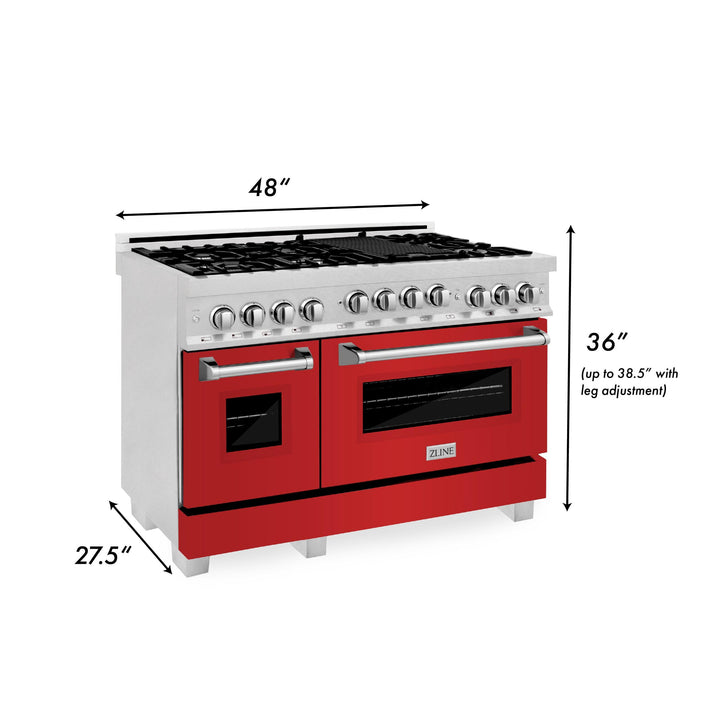 ZLINE KITCHEN AND BATH RGSSN48 ZLINE 48" 6.0 cu. ft. Range with Gas Stove and Gas Oven in ZLINE DuraSnow Stainless Steel R Color: Durasnow Stainless Steel