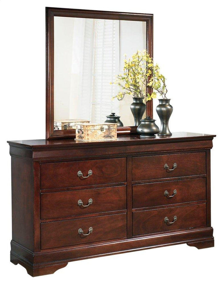 ASHLEY FURNITURE PKG004963 Queen Sleigh Bed With Mirrored Dresser, Chest and Nightstand