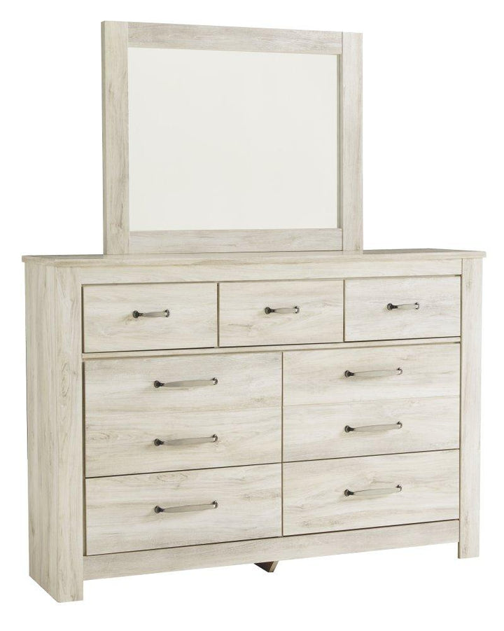 ASHLEY FURNITURE PKG004655 King Panel Headboard With Mirrored Dresser, Chest and 2 Nightstands