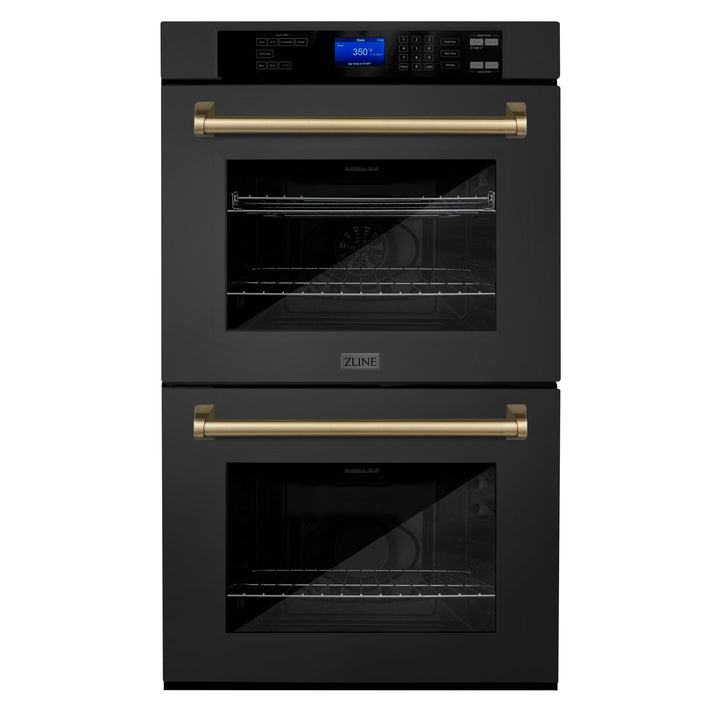 ZLINE KITCHEN AND BATH AWDZ30BSG ZLINE 30" Autograph Edition Double Wall Oven with Self Clean and True Convection in Black Stainless Steel Color: Gold