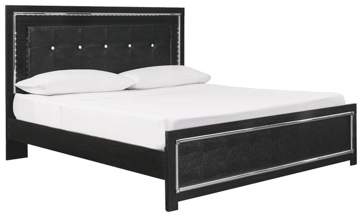 ASHLEY FURNITURE PKG002812 King Upholstered Panel Bed With Mirrored Dresser and 2 Nightstands