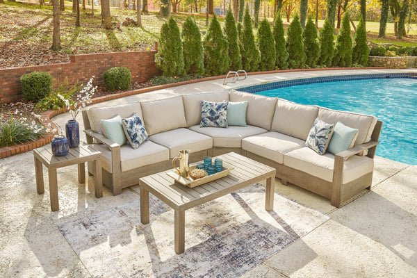 ASHLEY FURNITURE PKG011414 3-piece Outdoor Sectional With Coffee Table and End Table