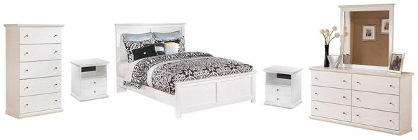 ASHLEY FURNITURE PKG000011 Queen Panel Bed With Mirrored Dresser, Chest and 2 Nightstands