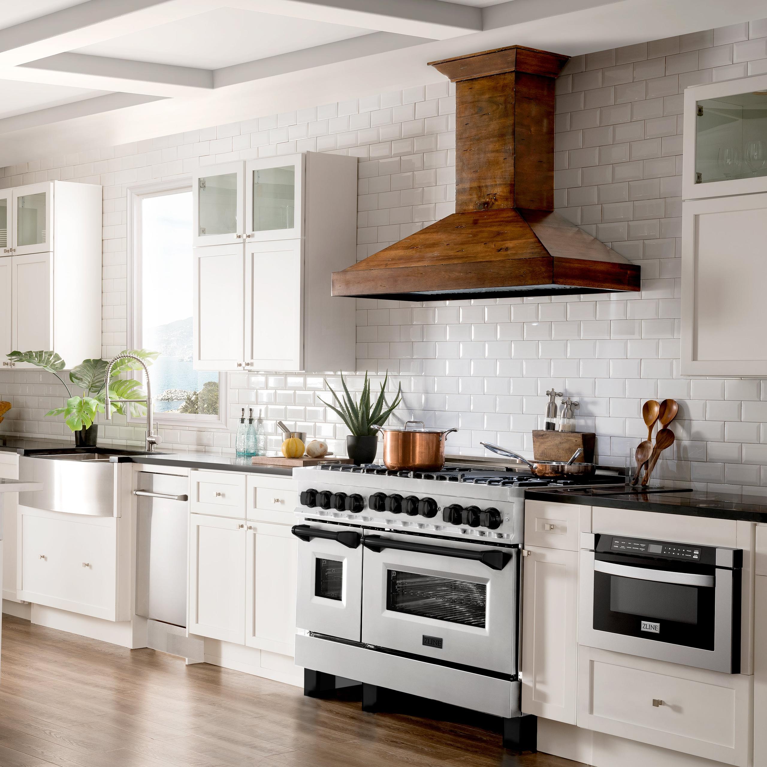 ZLINE KITCHEN AND BATH RGSZSN48MB ZLINE Autograph Edition 48" 6.0 cu. ft. Range with Gas Stove and Gas Oven in DuraSnow R Stainless Steel with Accents Color: Matte Black