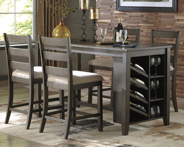 ASHLEY FURNITURE PKG000111 Counter Height Dining Table and 4 Barstools