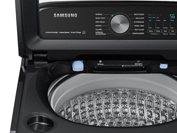 SAMSUNG WA51A5505AV 5.1 cu. ft. Smart Top Load Washer with ActiveWave TM Agitator and Super Speed Wash in Brushed Black