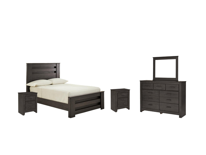 ASHLEY FURNITURE PKG004019 Full Panel Bed With Mirrored Dresser and 2 Nightstands