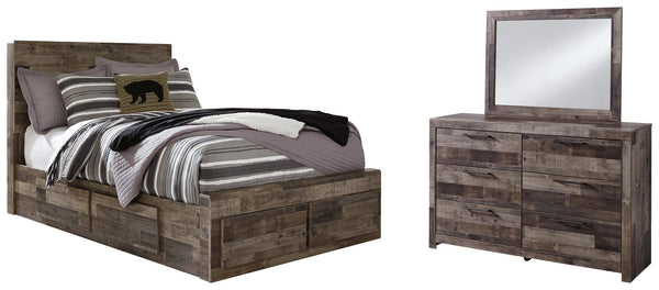 ASHLEY FURNITURE PKG003336 Full Panel Bed With 6 Storage Drawers With Mirrored Dresser