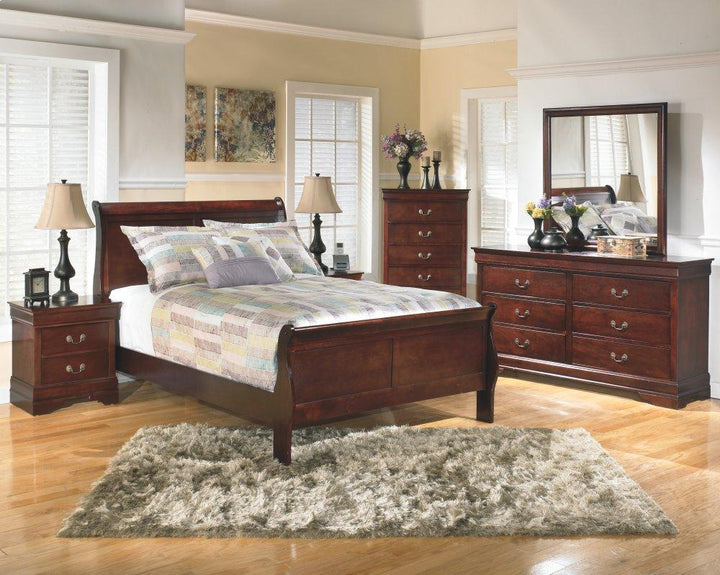 ASHLEY FURNITURE PKG004970 Full Sleigh Bed With Mirrored Dresser, Chest and 2 Nightstands