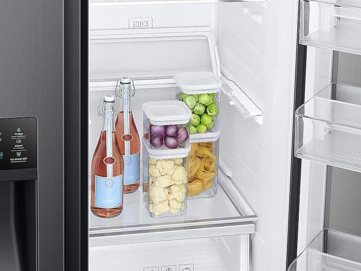 SAMSUNG RH22H9010SG 22 cu. ft. Food Showcase Counter Depth Side-by-Side Refrigerator with Metal Cooling in Black Stainless Steel