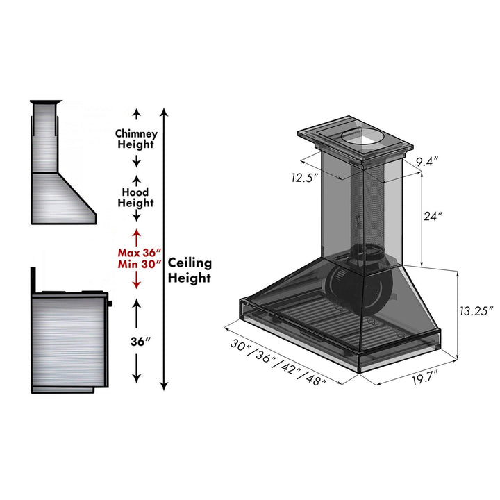 ZLINE KITCHEN AND BATH KBARRS36400 ZLINE Ducted Wooden Wall Mount Range Hood in Antigua and Walnut with Remote Motor Size: 36 Inch