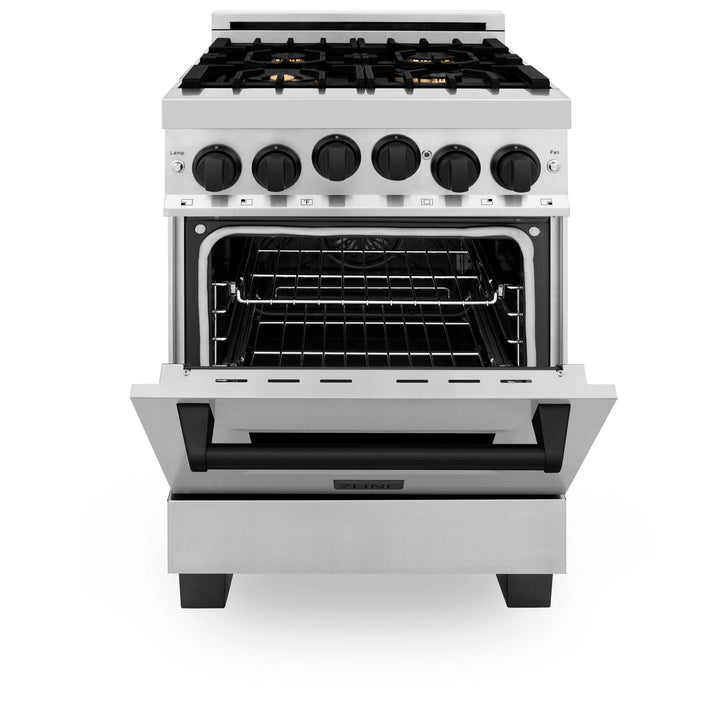 ZLINE KITCHEN AND BATH RGZ24MB ZLINE Autograph Edition 24" 2.8 cu. ft. Range with Gas Stove and Gas Oven in Stainless Steel with Accents Color: Matte Black