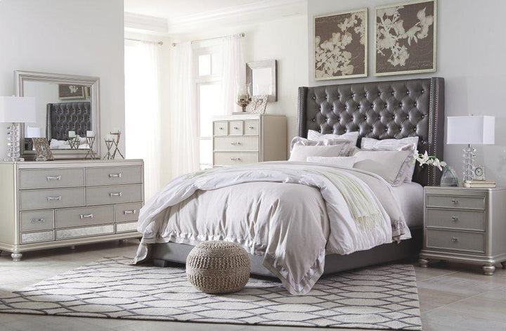 ASHLEY FURNITURE PKG007821 California King Upholstered Bed With Dresser