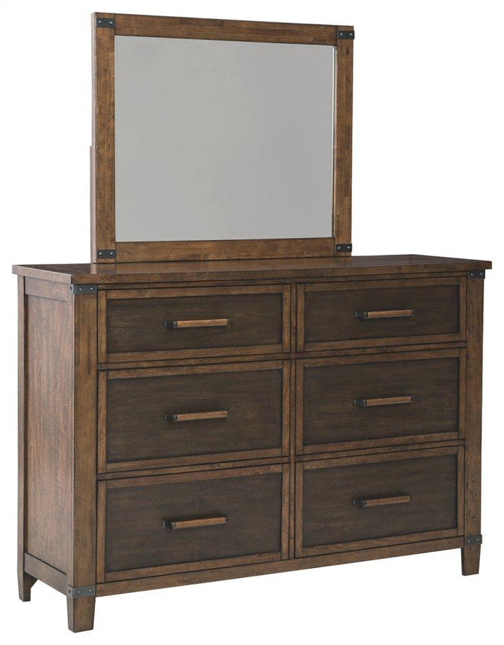 ASHLEY FURNITURE PKG008372 Queen Panel Bed With Storage With Mirrored Dresser, Chest and 2 Nightstands