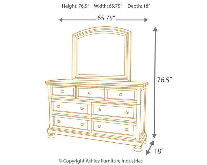 ASHLEY FURNITURE PKG006252 King Panel Bed With Mirrored Dresser, Chest and Nightstand