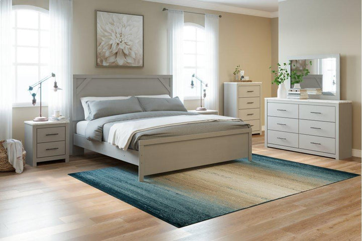 ASHLEY FURNITURE PKG009410 King Panel Bed With Mirrored Dresser, Chest and Nightstand