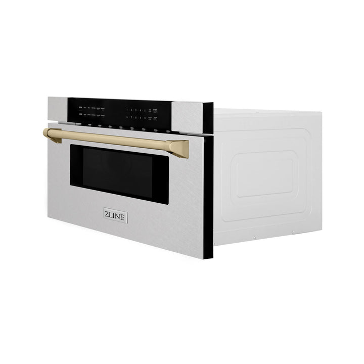 ZLINE KITCHEN AND BATH MWDZ30SSCB ZLINE Autograph Edition 30" 1.2 cu. ft. Built-In Microwave Drawer in Fingerprint Resistant Stainless Steel with Accents Color: Champagne Bronze