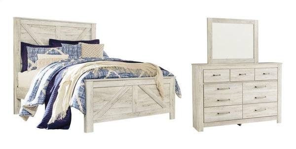 ASHLEY FURNITURE PKG004724 Queen Crossbuck Panel Bed With Mirrored Dresser