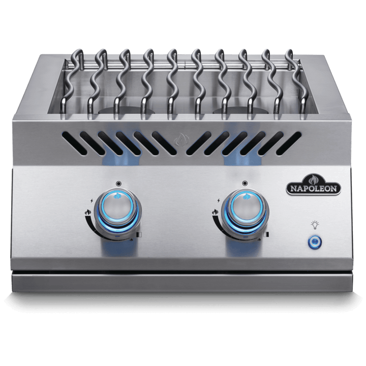 NAPOLEON BBQ BIB18RTNSS Built-in 700 Series Dual Range Top Burner with Stainless Steel Cover , Stainless Steel , Natural Gas