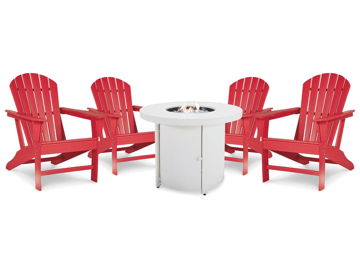 ASHLEY FURNITURE PKG014531 Outdoor Fire Pit Table and 4 Chairs