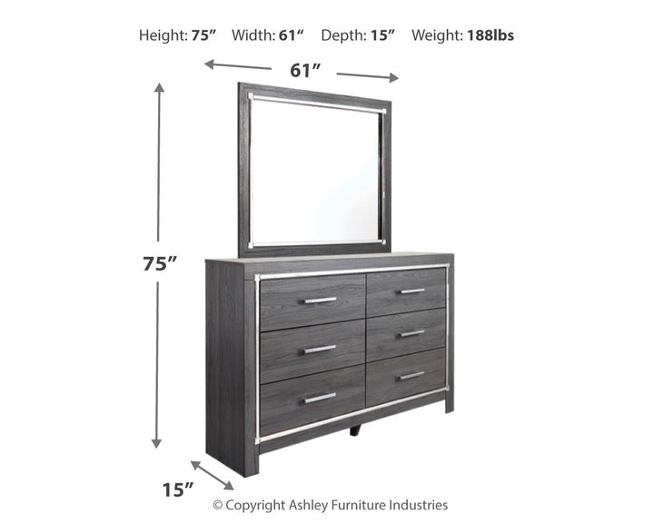 ASHLEY FURNITURE PKG003592 King Panel Bed With 2 Storage Drawers With Mirrored Dresser, Chest and Nightstand