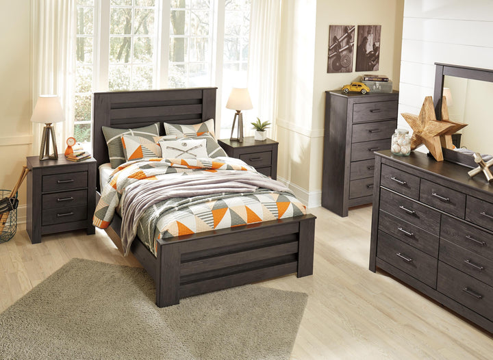 ASHLEY FURNITURE PKG004019 Full Panel Bed With Mirrored Dresser and 2 Nightstands