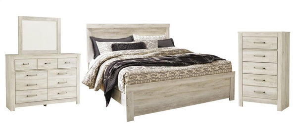 ASHLEY FURNITURE PKG004735 King Panel Bed With Mirrored Dresser and Chest