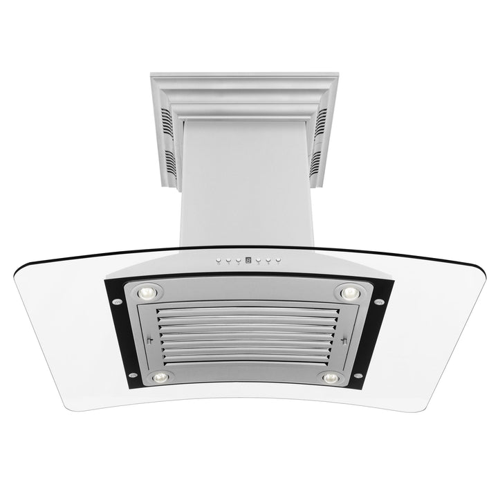 ZLINE KITCHEN AND BATH GL9ICRNBT30 Island Mount Range Hood in Stainless Steel with Built-in ZLINE CrownSound TM Bluetooth Speakers Size: 30 Inch