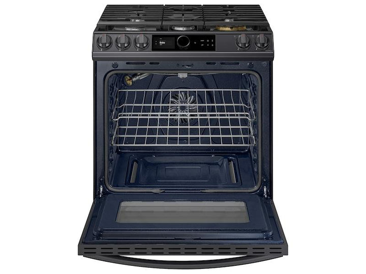 SAMSUNG NX60T8711SG 6.0 cu ft. Smart Slide-in Gas Range with Smart Dial & Air Fry in Black Stainless Steel