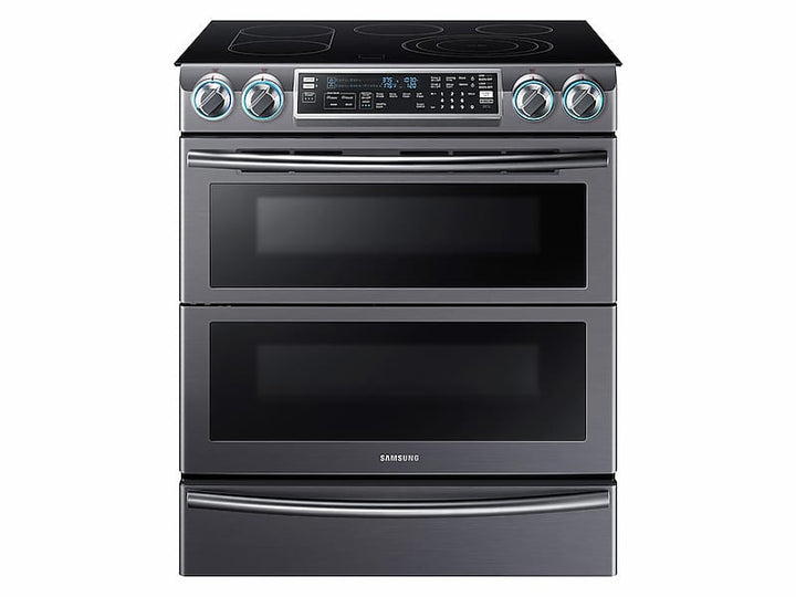 SAMSUNG NE58K9850WG 5.8 cu. ft. Slide-In Electric Range with Flex Duo TM & Dual Door in Black Stainless Steel