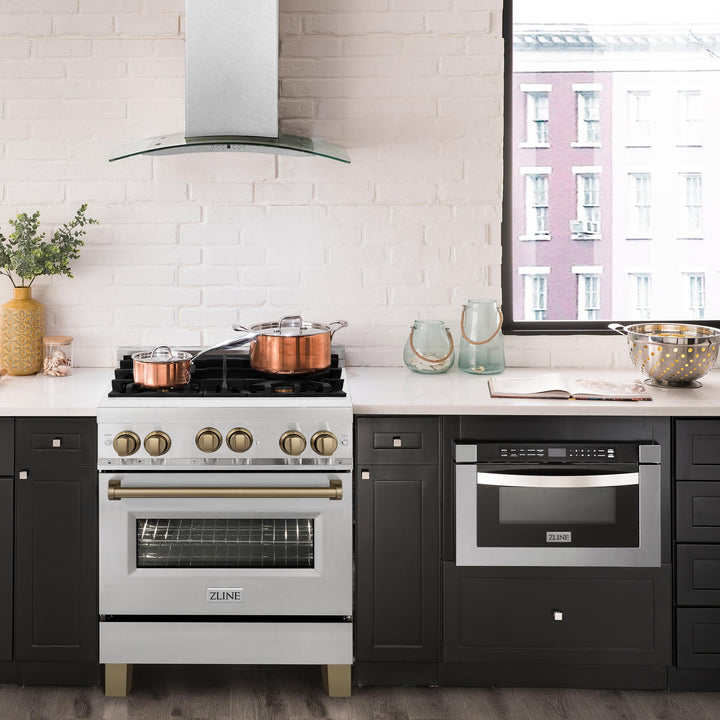 ZLINE KITCHEN AND BATH RGZ30MB ZLINE Autograph Edition 30" 4.0 cu. ft. Range with Gas Stove and Gas Oven in Stainless Steel with Accents Color: Matte Black