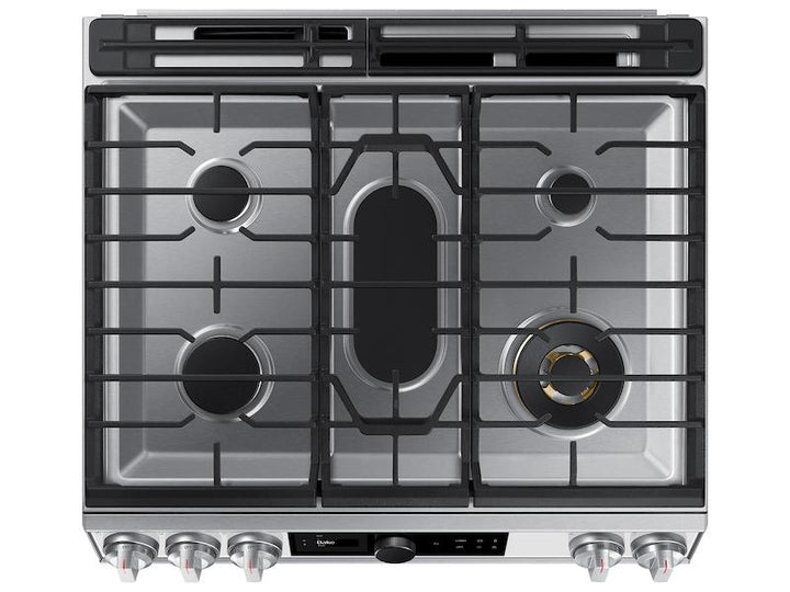 SAMSUNG NX60BB871112AA Bespoke Smart Slide-in Gas Range 6.0 cu. ft. with Smart Dial, Air Fry & Wi-Fi in White Glass