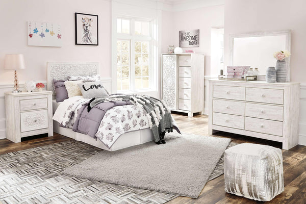 ASHLEY FURNITURE PKG002877 Twin Panel Bed With Mirrored Dresser